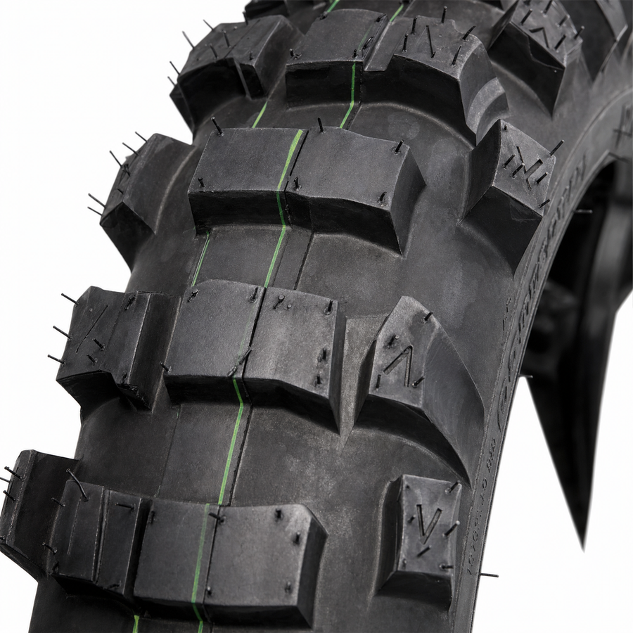 Neumático trasero enduro Eurotaff TS177 Soft 140/80/18 — macro del dibujo de la banda de rodadura