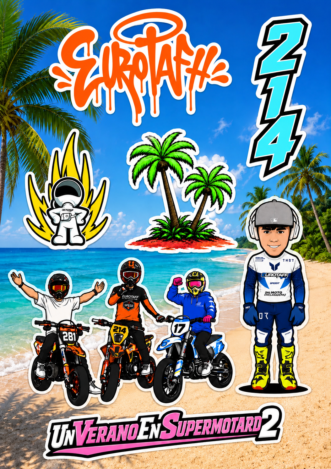 PACK: PEGATINAS + [DROP 003 / EDICIÓN LIMITADA] CAMISETA OVERSIZED UN VERANO EN SUPERMOTARD 2