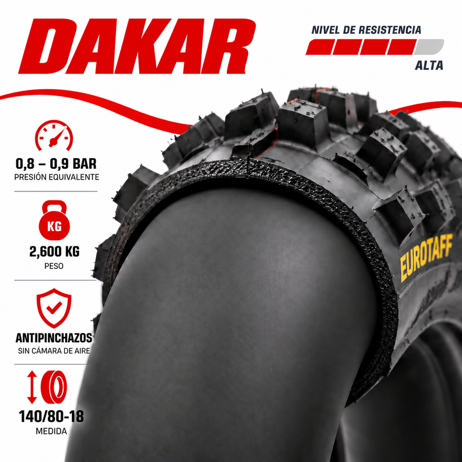 Mousse Trasero Antipinchazos Eurotaff DAKAR Duro 140/80-18