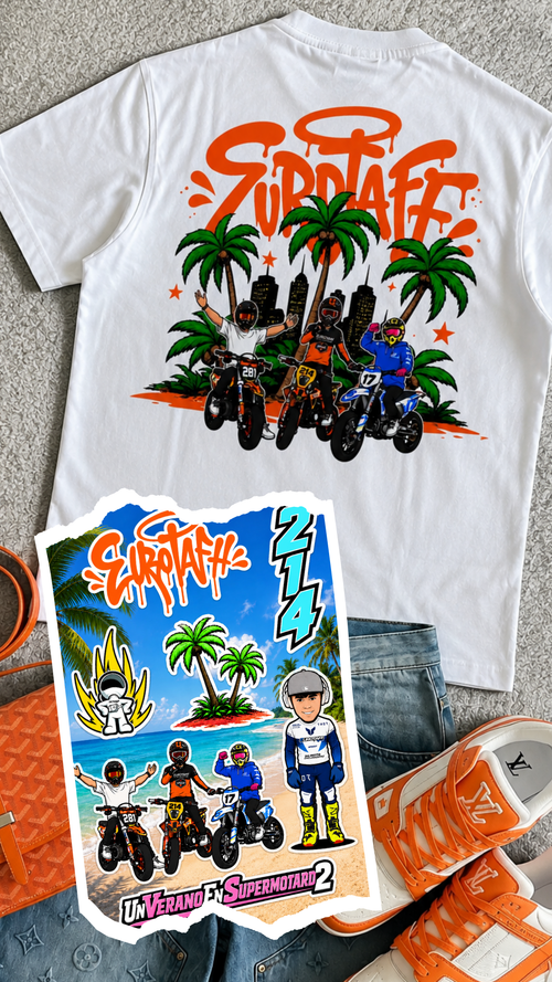 PACK: PEGATINAS + [DROP 003 / EDICIÓN LIMITADA] CAMISETA OVERSIZED UN VERANO EN SUPERMOTARD 2