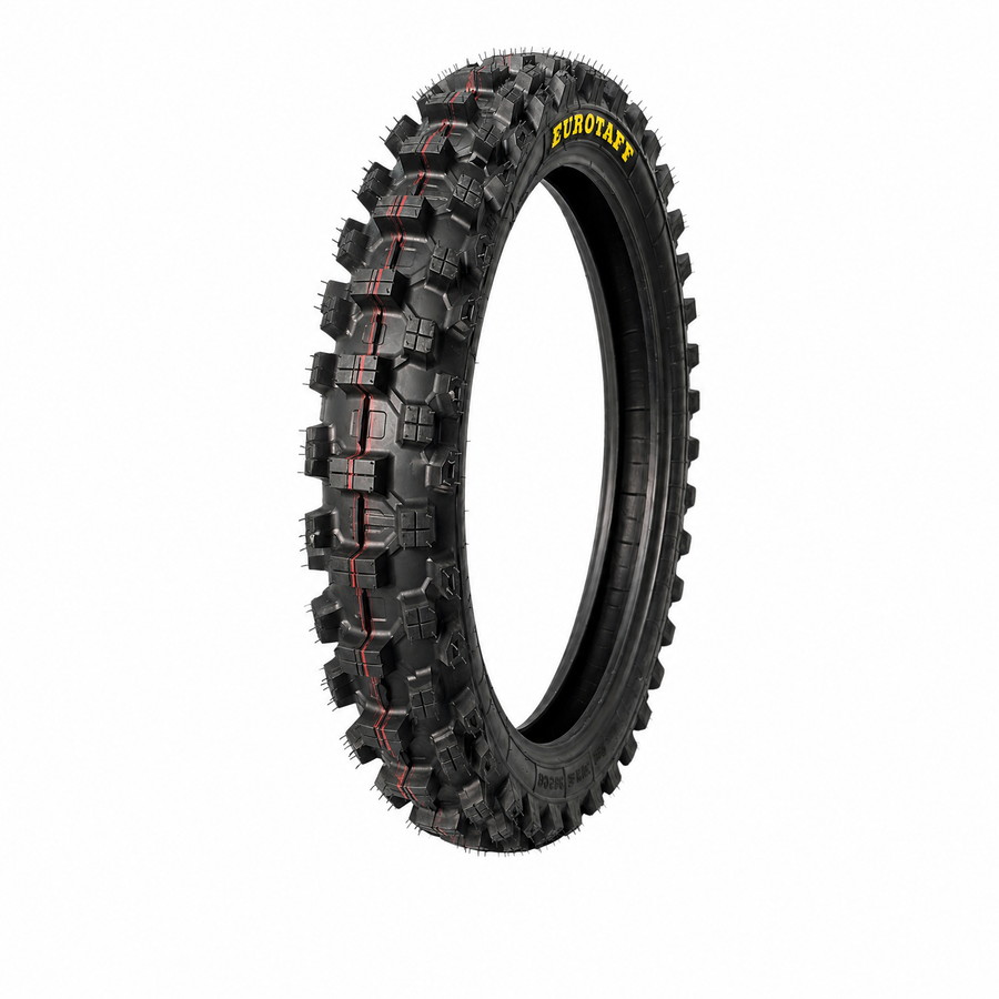 Neumático trasero motocross Eurotaff MTS252 100/90/19 — vista en tres cuartos