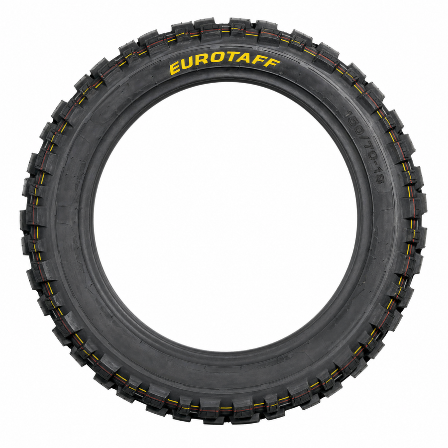 Neumático trasero Eurotaff PX219 Maxi-Trail 150/70/18 tubeless — vista lateral del flanco sobre fondo blanco