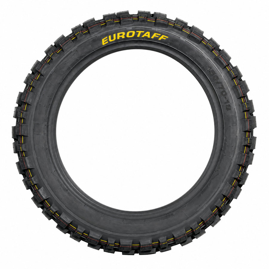 Neumático trasero Eurotaff PX219 Maxi-Trail 150/70/18 tubeless — vista lateral del flanco sobre fondo blanco