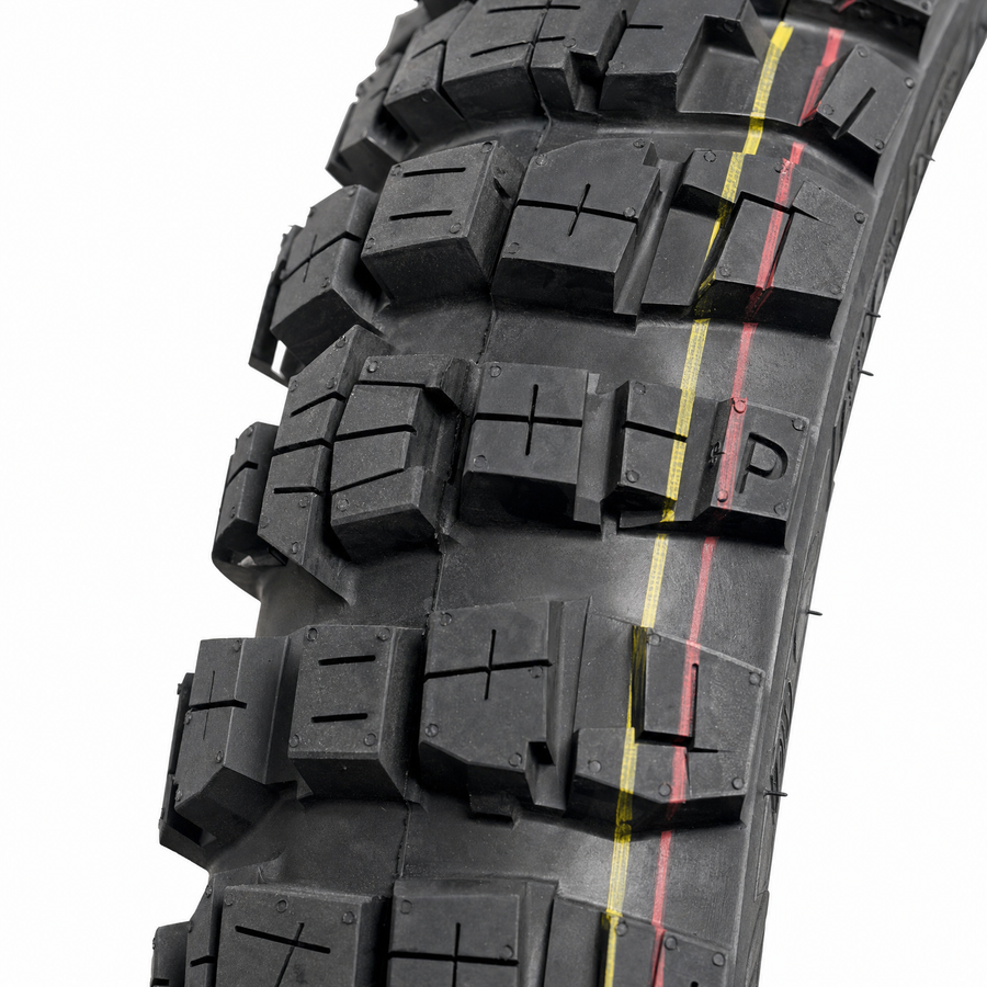 Neumático delantero Eurotaff PX219 Maxi-Trail 90/90/21 tubeless — macro del dibujo de la banda de rodadura