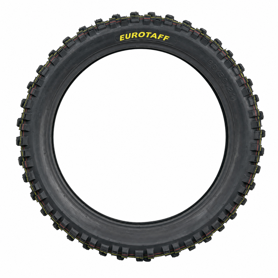 Neumático delantero Eurotaff PX219 Maxi-Trail 90/90/21 tubeless — vista lateral del flanco sobre fondo blanco