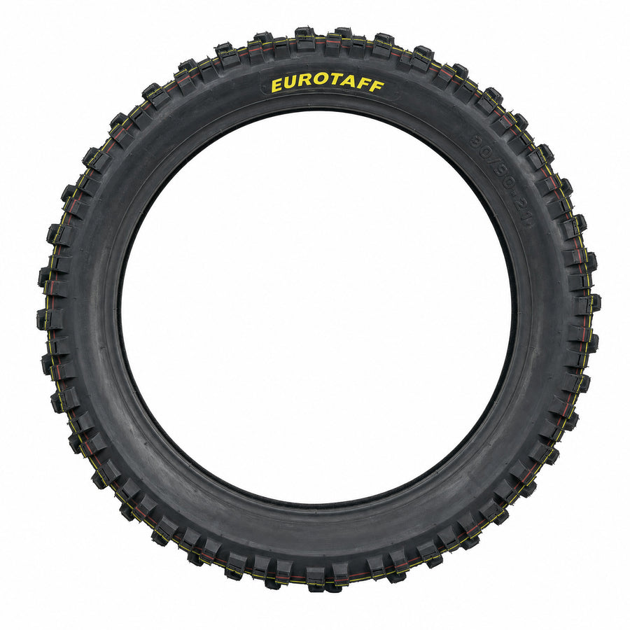 Neumático delantero Eurotaff PX219 Maxi-Trail 90/90/21 tubeless — vista lateral del flanco sobre fondo blanco