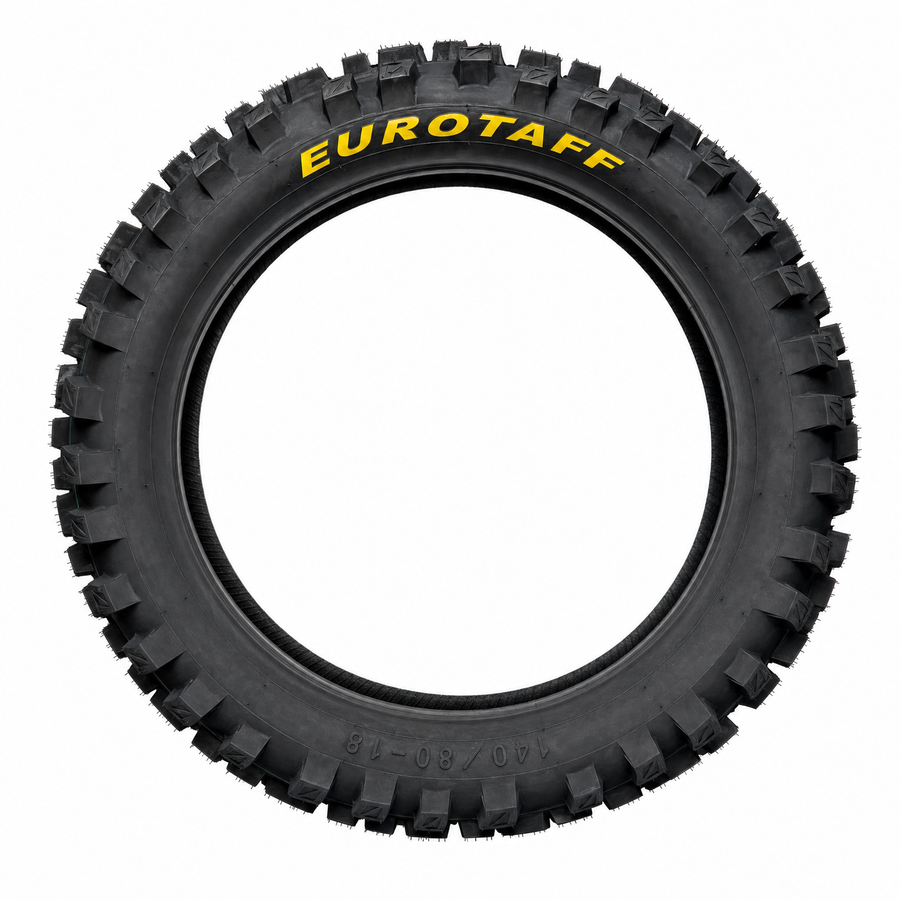 Neumático trasero enduro Eurotaff TS177 Soft 140/80/18 — vista lateral del flanco sobre fondo blanco