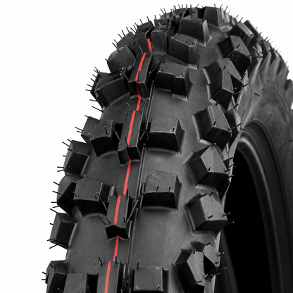 Neumático delantero enduro Eurotaff TS180 90/90-21 — macro del dibujo de la banda de rodadura