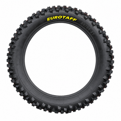 Neumático delantero enduro Eurotaff TS180 90/90-21 — vista lateral del flanco sobre fondo blanco