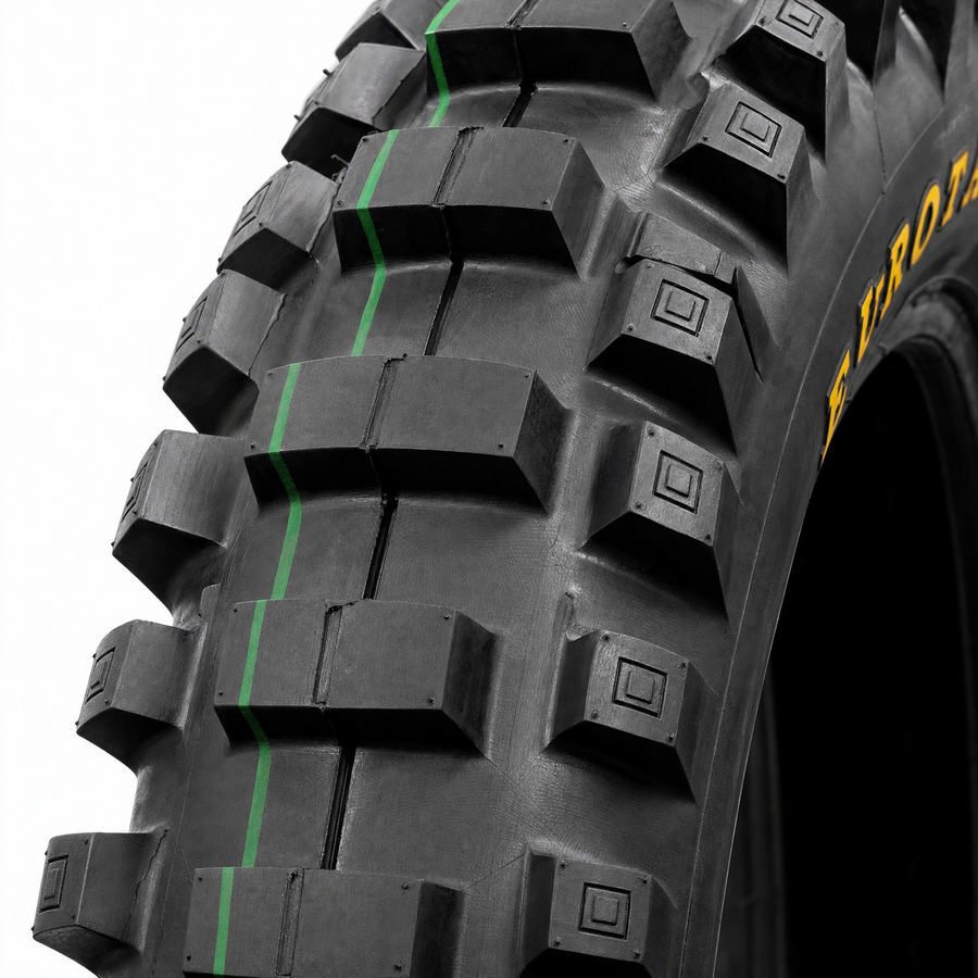 Neumático trasero enduro Eurotaff TS210 Soft 140/80/18 — macro del dibujo de la banda de rodadura