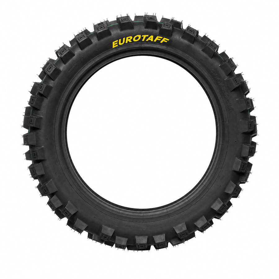 Neumático trasero enduro Eurotaff TS210 Super Soft 140/80-18 — vista lateral del flanco sobre fondo blanco